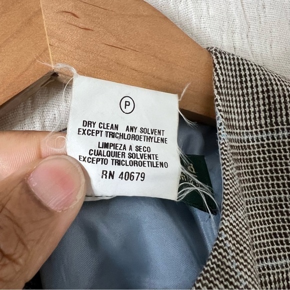 Harve Benard suiting dress mini plaid sleeveless size 2P wool brown blue vintage - Picture 6 of 7